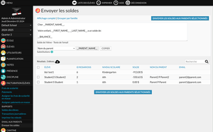 Screenshot du module Email aux parents 6