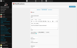 Screenshot module Email aux élèves 6